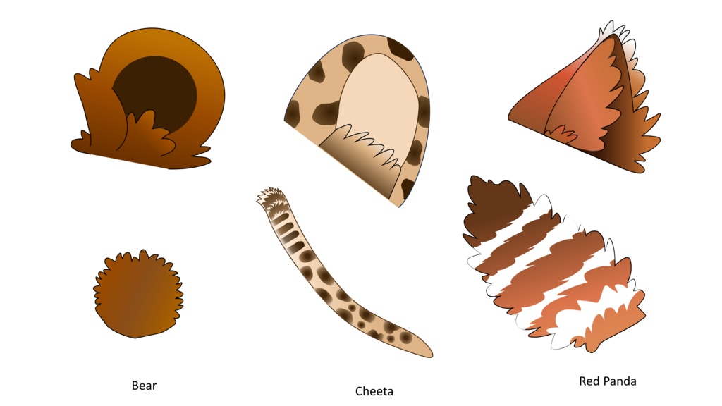 Bear, Cheetah, Red Panda Ears & Tails | Vtuber Assets