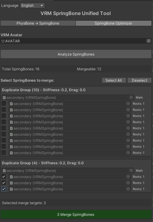 [無料] PhysBone to SpringBone Converter 缩略图 6