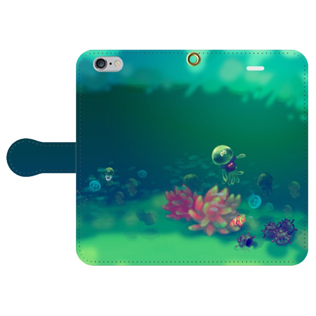 送料込み イカした水族館iphone7 8 手帳型スマホケース Tomatoma Shark Booth