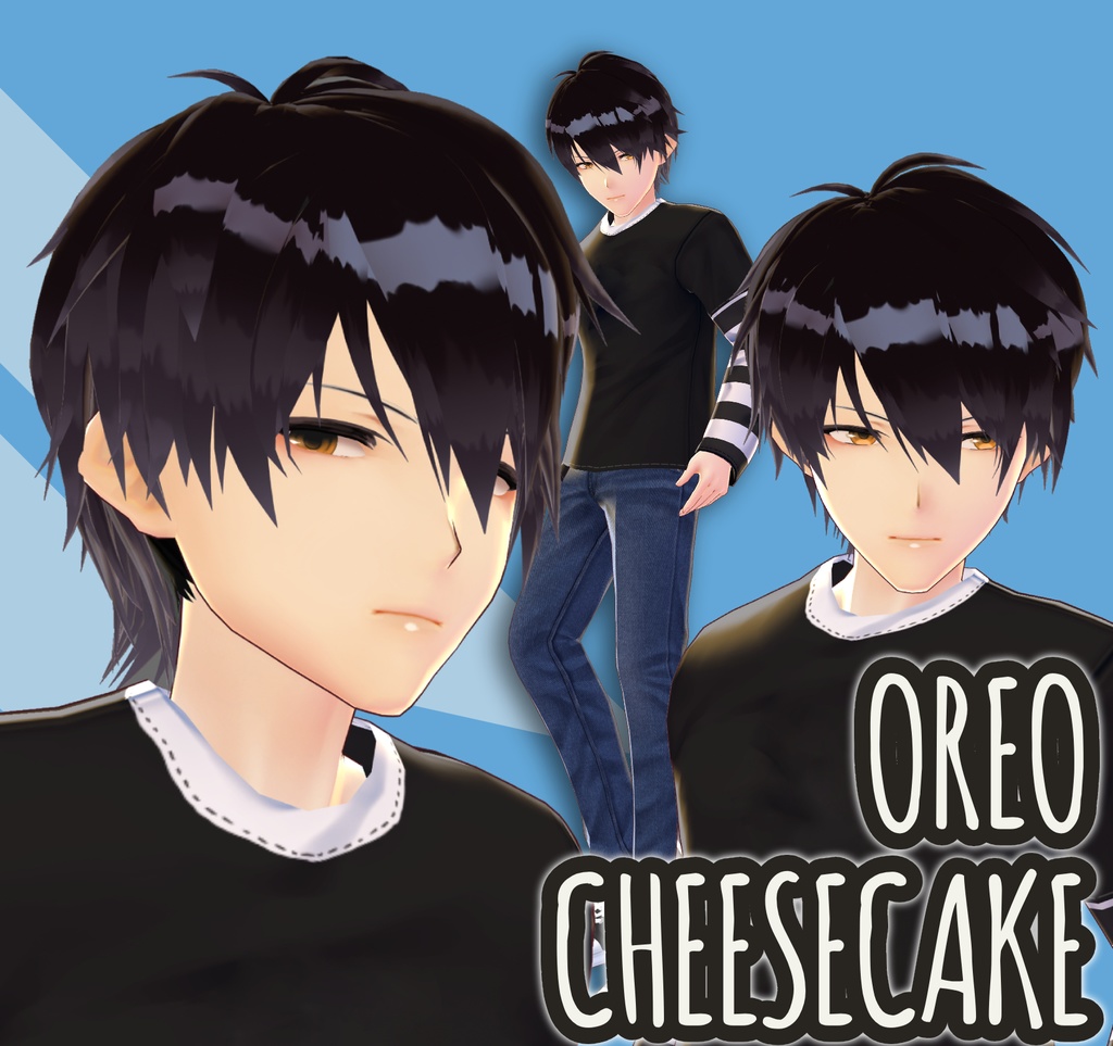 【VROID】男性用髪型のプリセット1895 | Oreo Cheesecake (Men hair preset 1895) | Vroid Studio Official & Beta OK