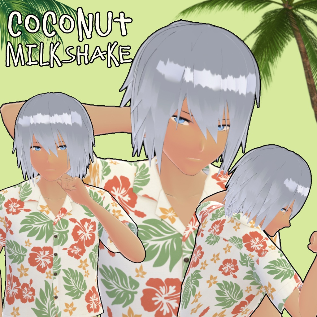 【VROID】男性用髪型のプリセット1896 | Coconut Milkshake (Men hair preset 1896) | Vroid Studio Stable Version ONLY