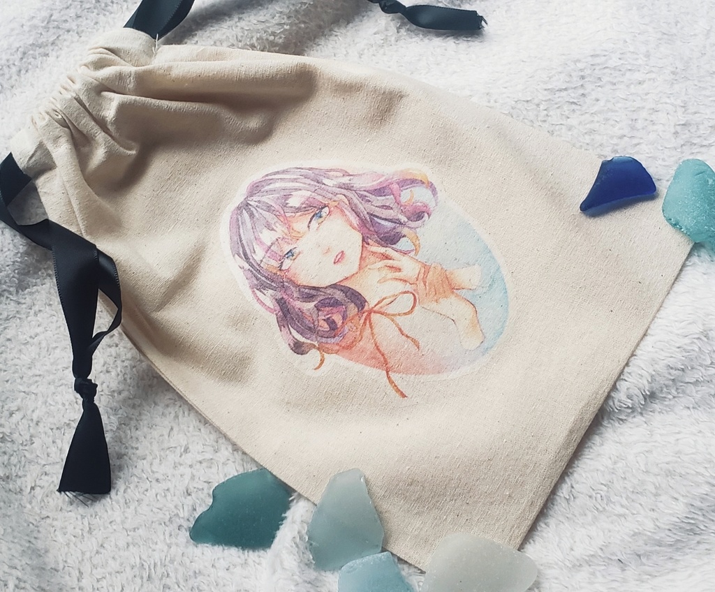 【終了】透明水彩 巾着ポーチ