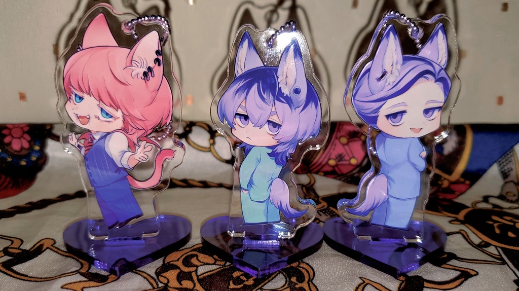 けもみみアクリルキーホルダー台座付