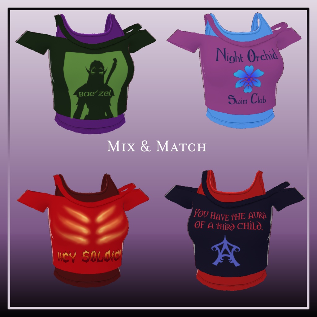 Girls of BG3 Crop Top Tee Set