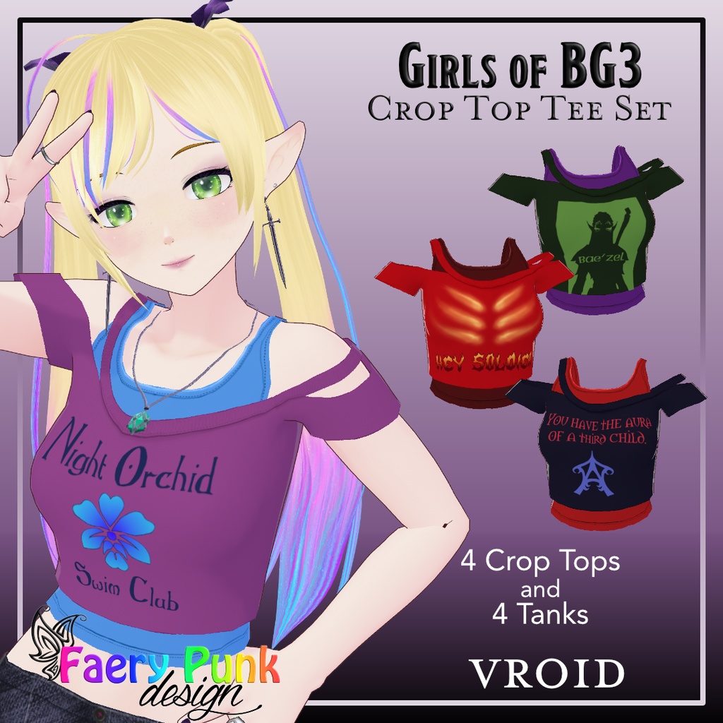 Girls of BG3 Crop Top Tee Set 