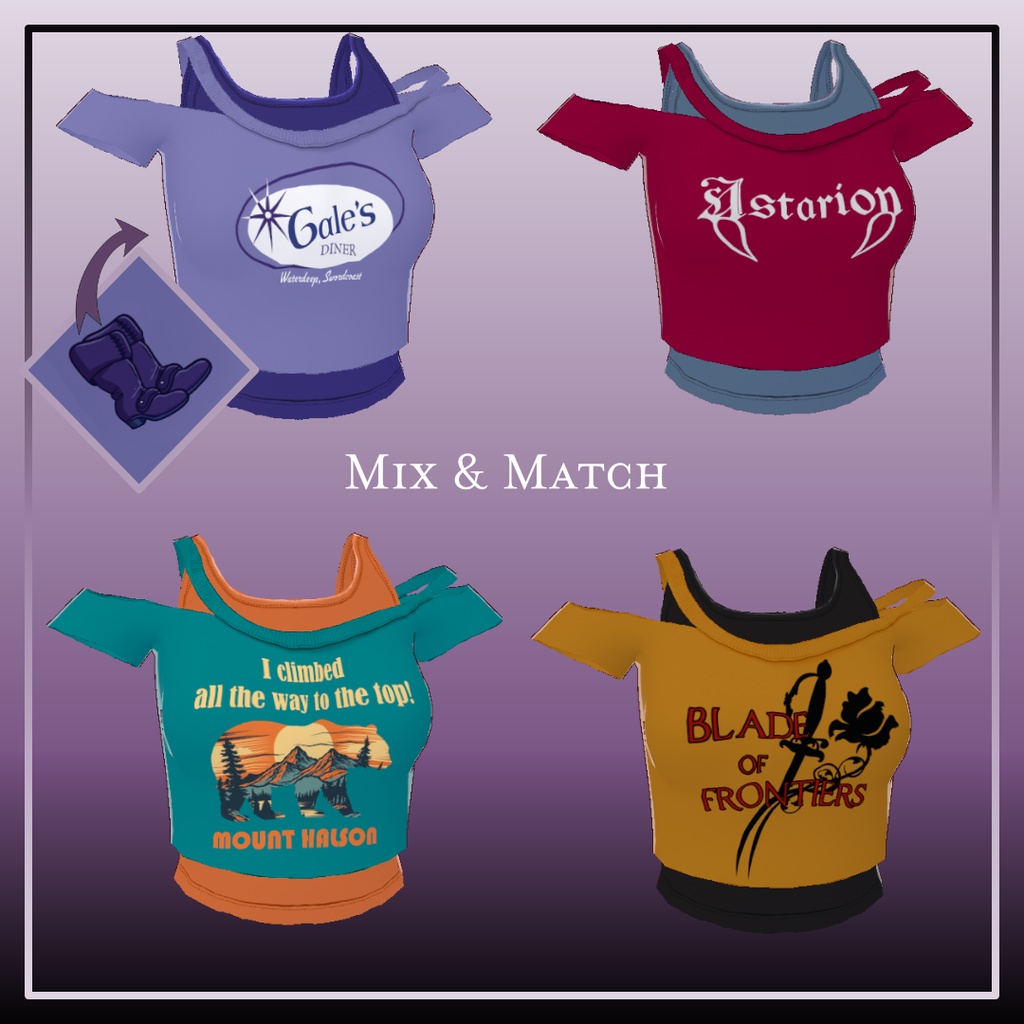 VROID Boys of BG3 Crop Top Tee Set