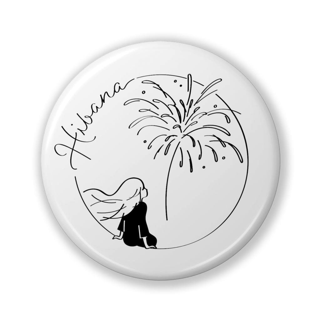 『ヒバナ - ロゴ』缶バッジ【黒】