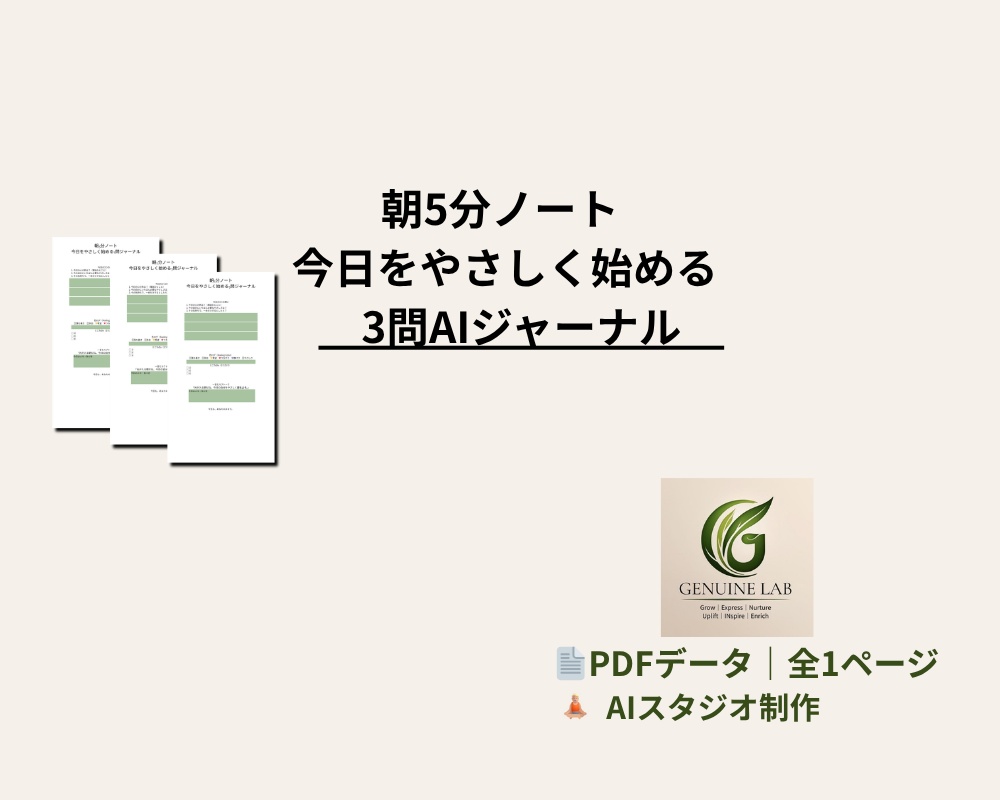 朝5分ノート｜今日をやさしく始める3問AIジャーナル Vol.1