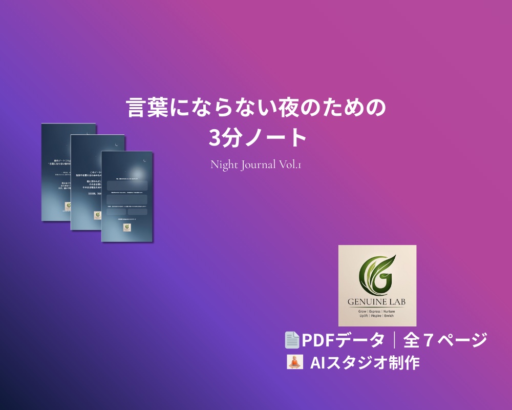 夜3分ノート Vo.1｜言葉にならない夜の自己対話ジャーナル（PDF）