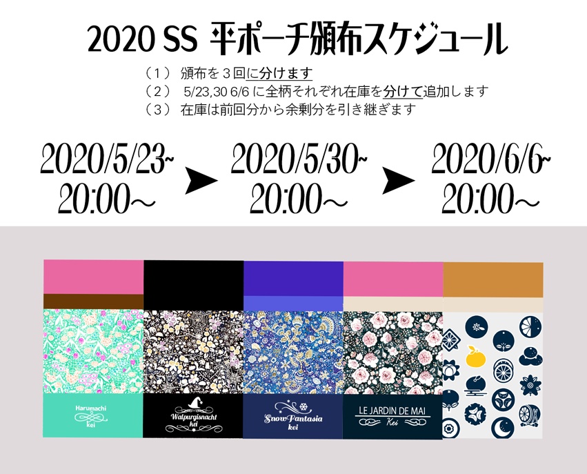 2020SS/万年筆イラスト図案・ななみかん・平ポーチ