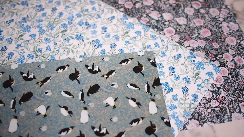 万年筆イラスト図案 A4 厚紙デザインペーパーセット