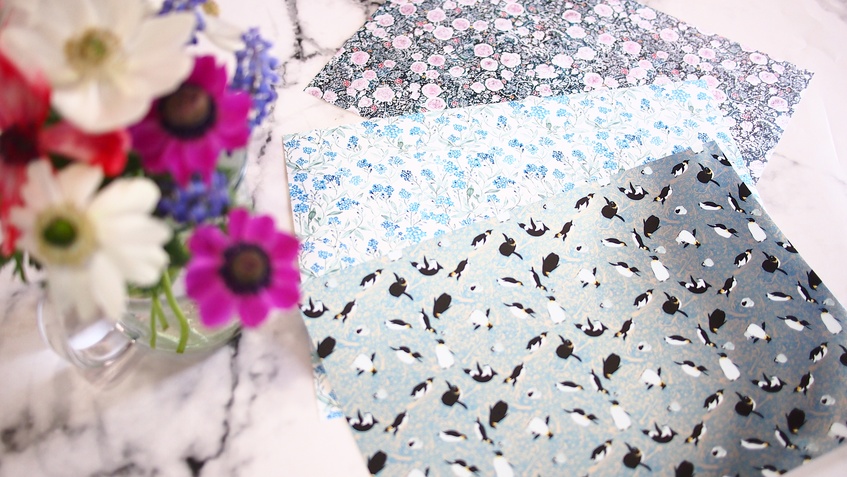 万年筆イラスト図案 A4 厚紙デザインペーパーセット