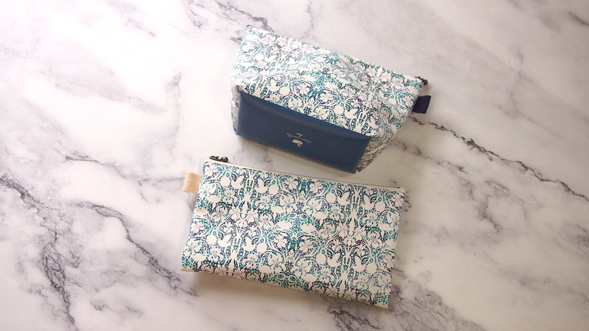 2022 AW/万年筆イラスト図案 ポーチ《白鳥とアイリス》