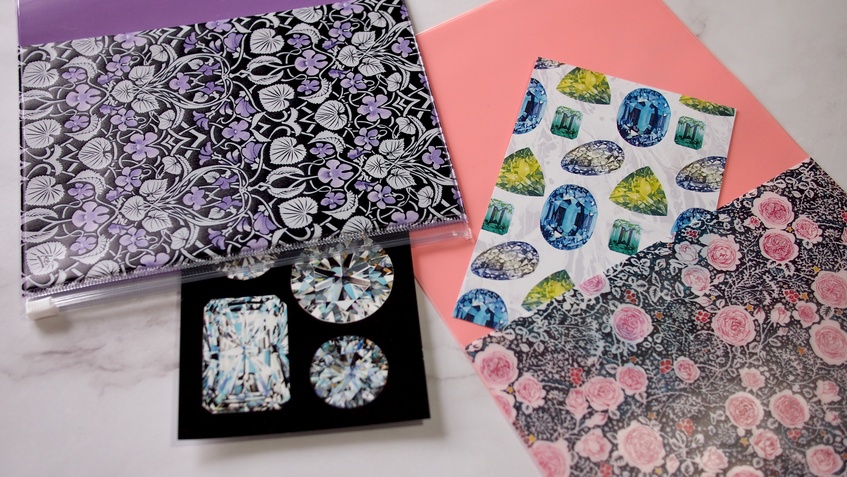 B6サイズ PVC製 Wポケット付き図案ブックカバー