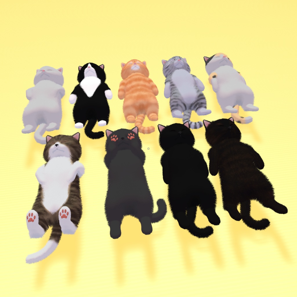 VRChat向けオリジナル3Dモデル「まっすぐ寝てる猫」