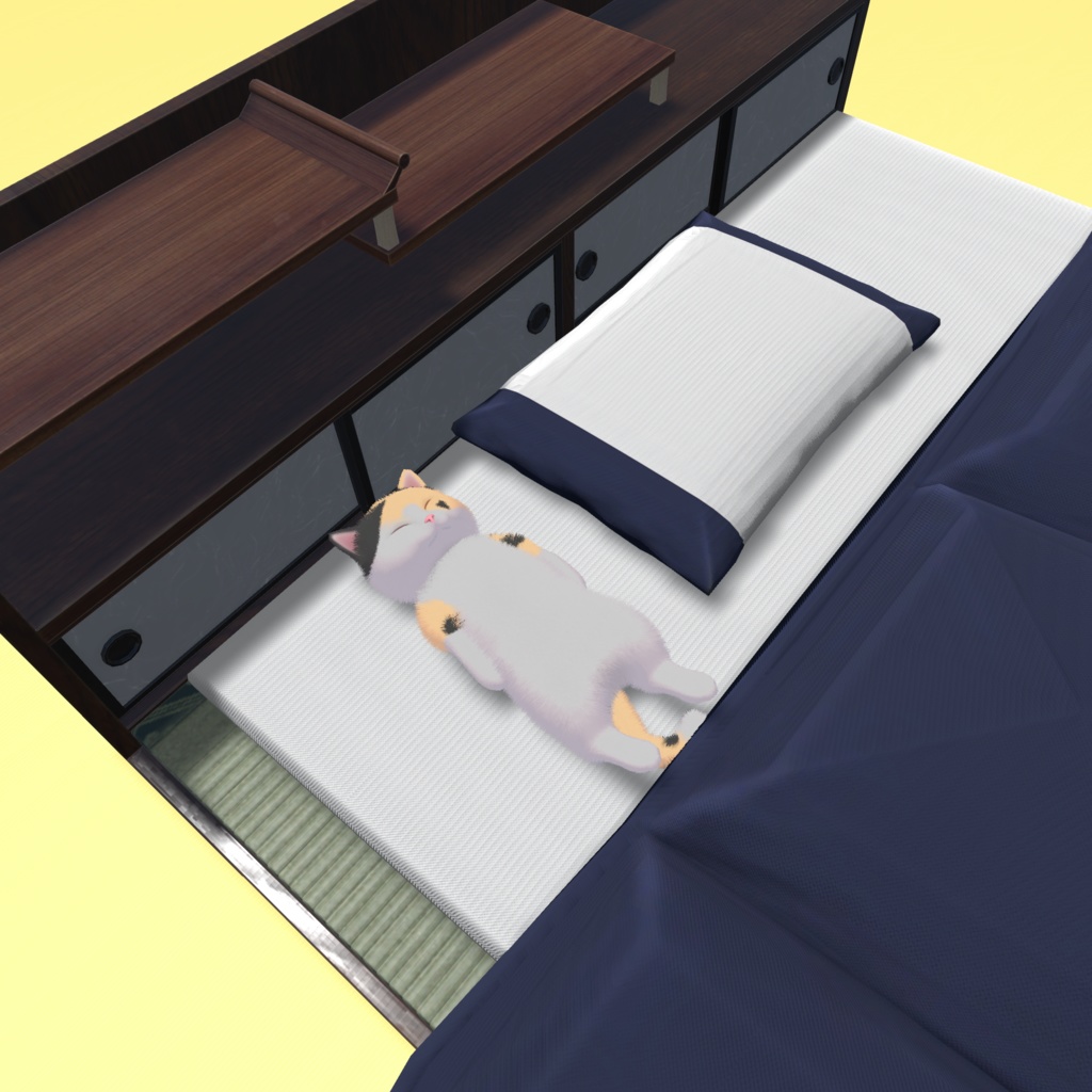 VRChat向けオリジナル3Dモデル「まっすぐ寝てる猫」
