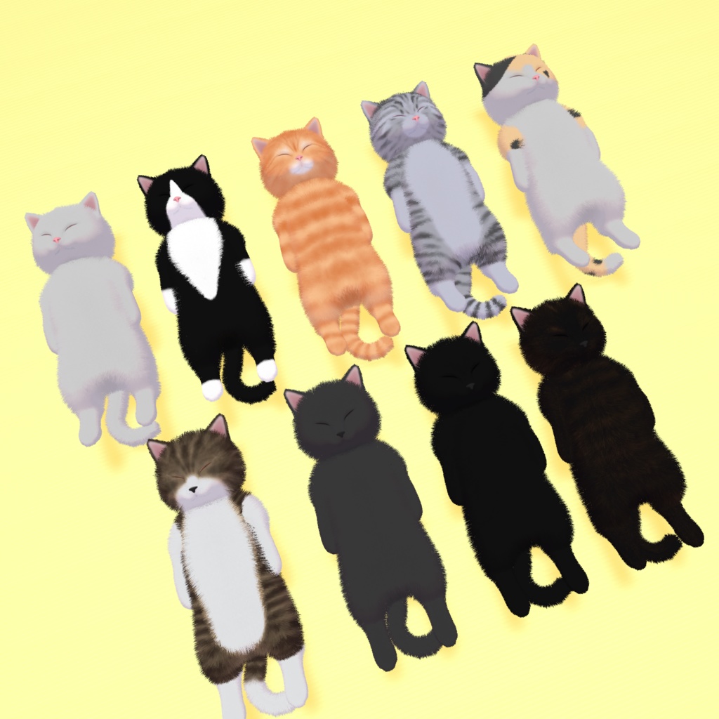 VRChat向けオリジナル3Dモデル「まっすぐ寝てる猫」