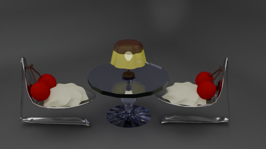 Blender プリンアラモード風テーブルセット