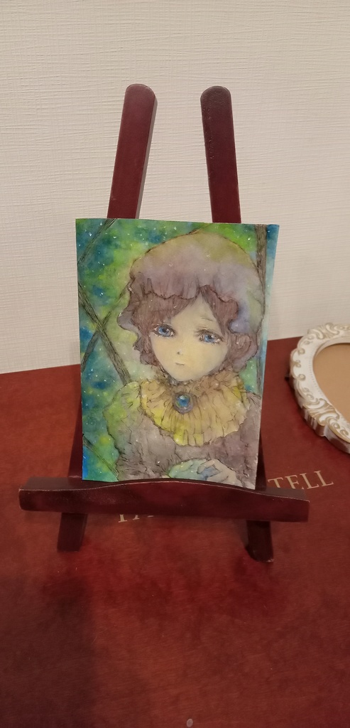 手描きイラスト(ハガキ) 夜空の彼方へいったあなたへ