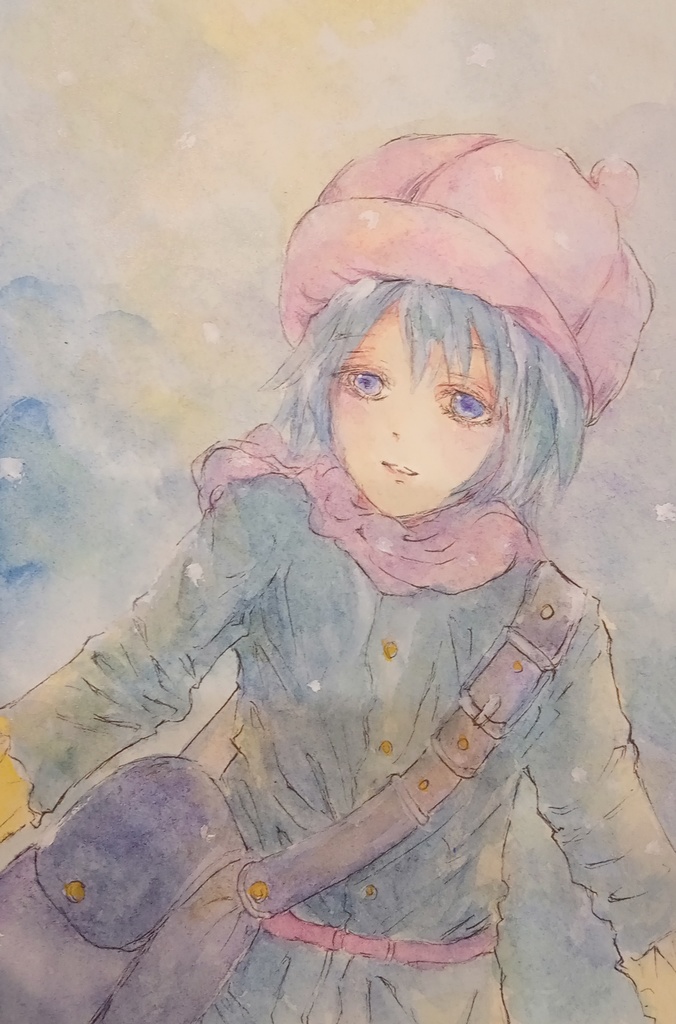 手描きイラスト（ハガキ）　ユキホタル