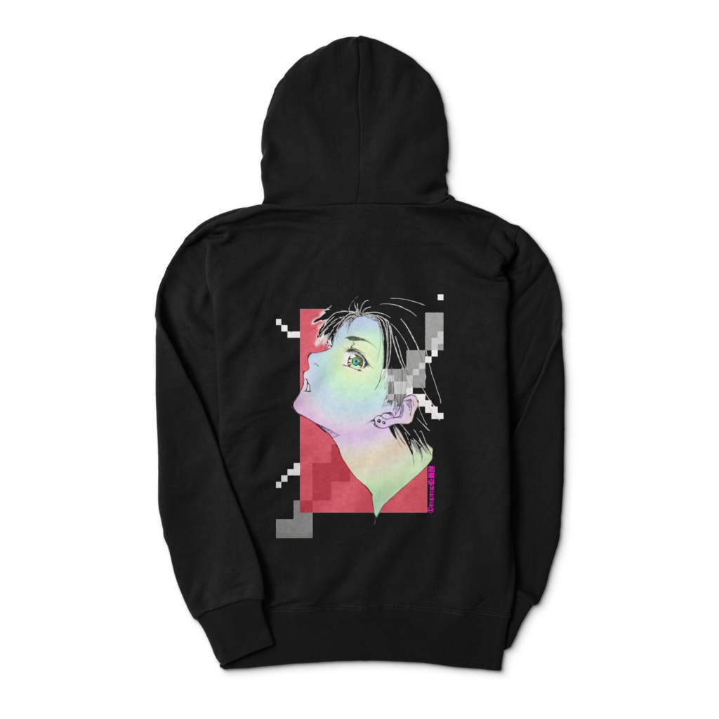 レインボー ジップパーカー・黒