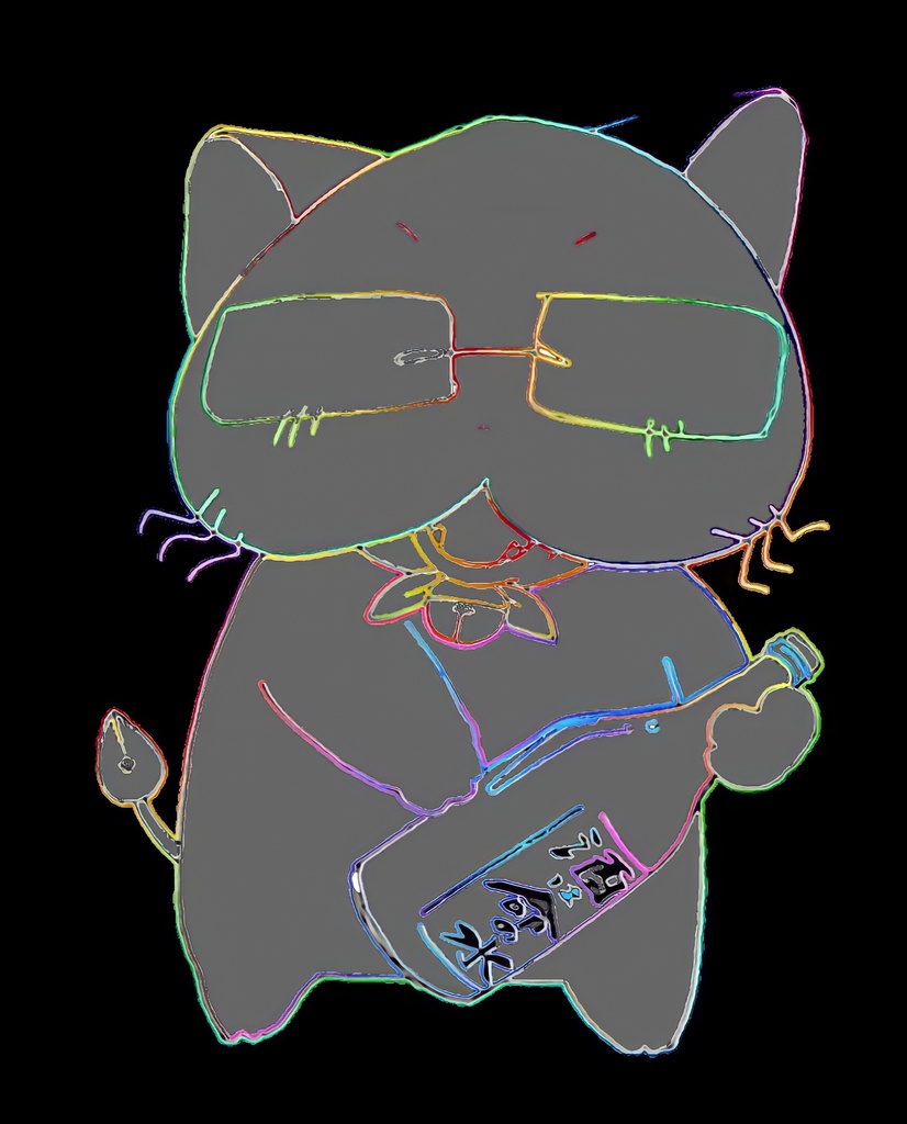 桃猫大和『酒は命の水』シルエットTシャツ