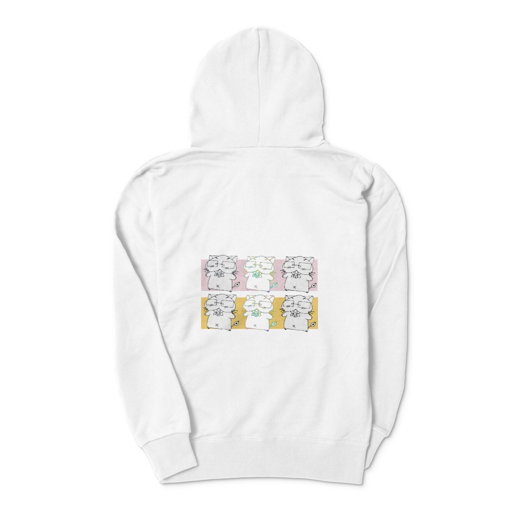 桃猫大和 ちび桃ジップパーカー 白・黒