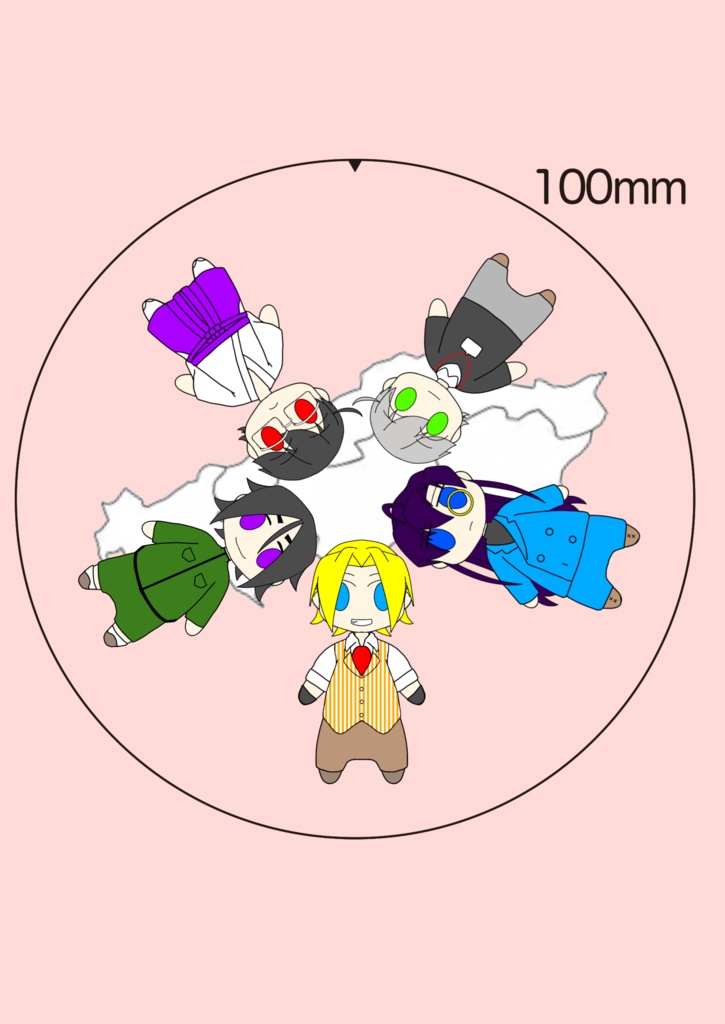 ゆるっと５柱缶バッジ