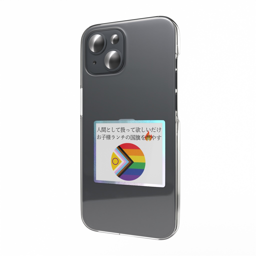 人間として扱って欲しいだけお子様ランチの国旗を燃やすオーロラステッカー