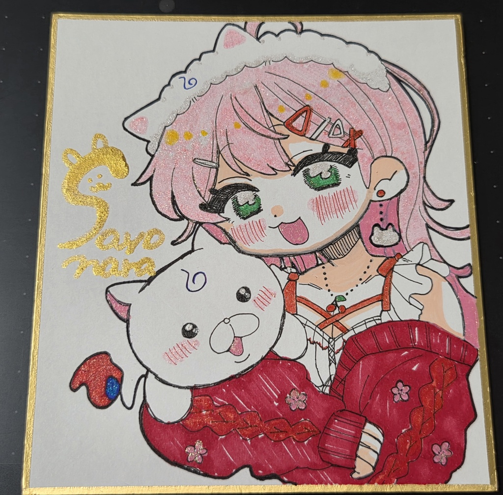 手描きイラスト 色紙 ホロライブ さくらみこ