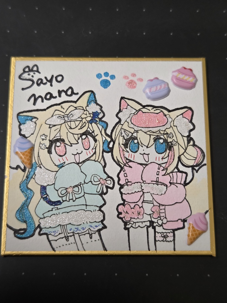 手描きイラスト ミニ色紙 holoEN FUWAMOCO
