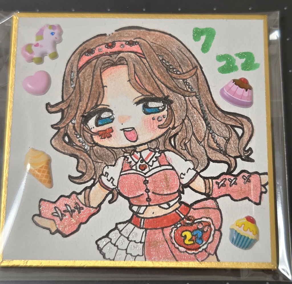 手描きイラスト ミニ色紙 ホロライブ 夏色まつり