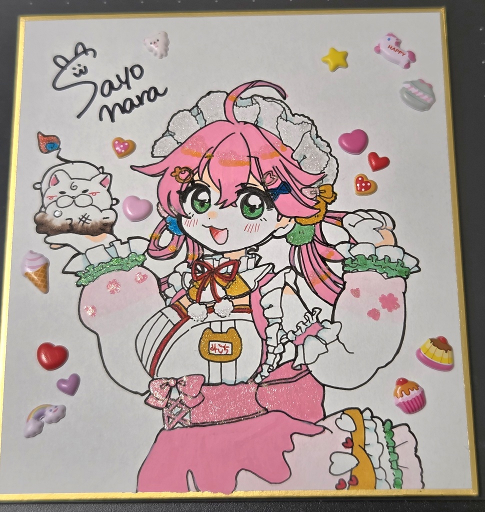 手描きイラスト　色紙　ホロライブ　さくらみこ