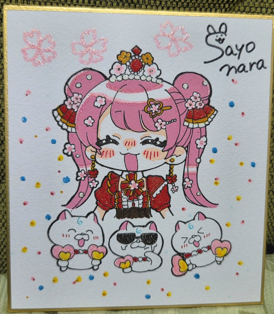 手描きイラスト　色紙　さくらみこ　ホロライブ　