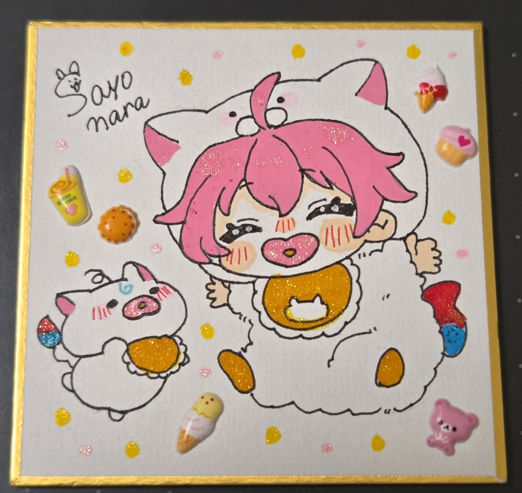 手描きイラスト　ミニ色紙　ホロライブ　さくらみこ