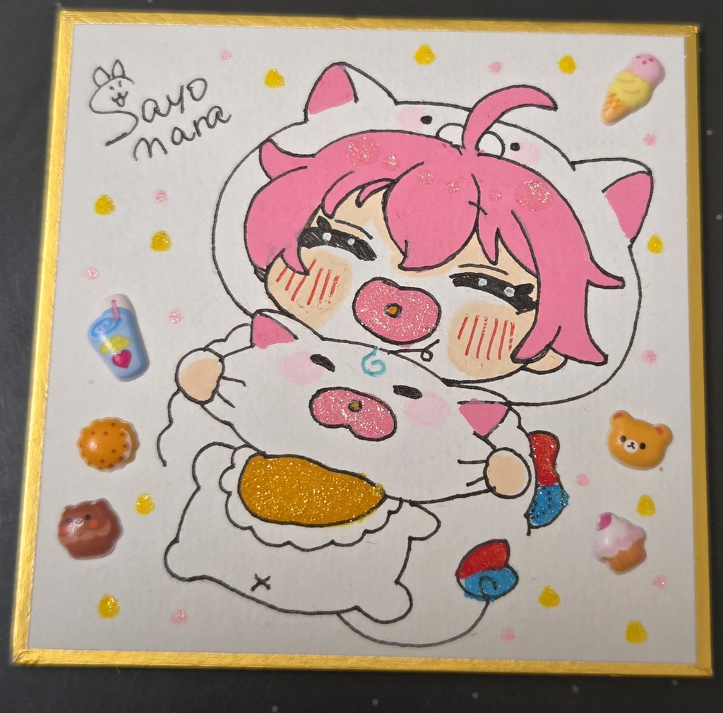 手描きイラスト　ミニ色紙　ホロライブ　さくらみこ