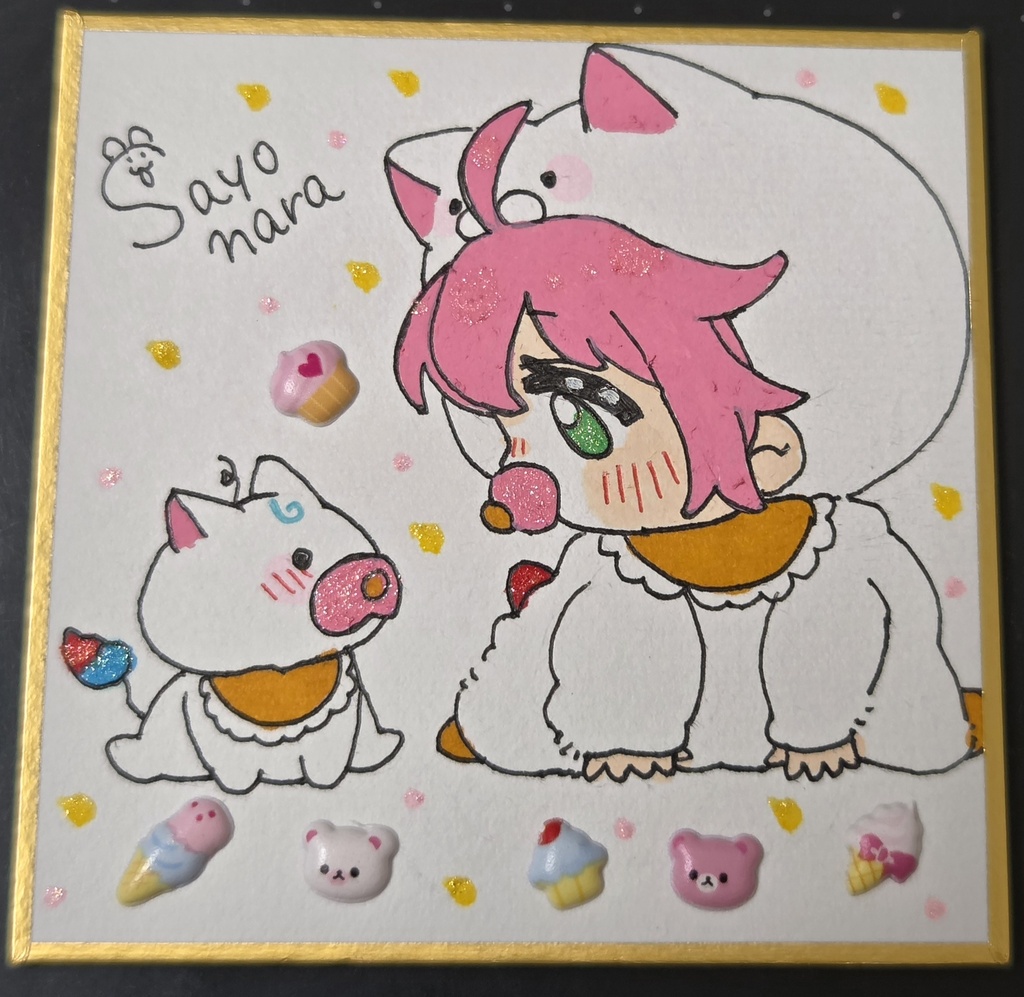 手描きイラスト　ミニ色紙　ホロライブ　さくらみこ