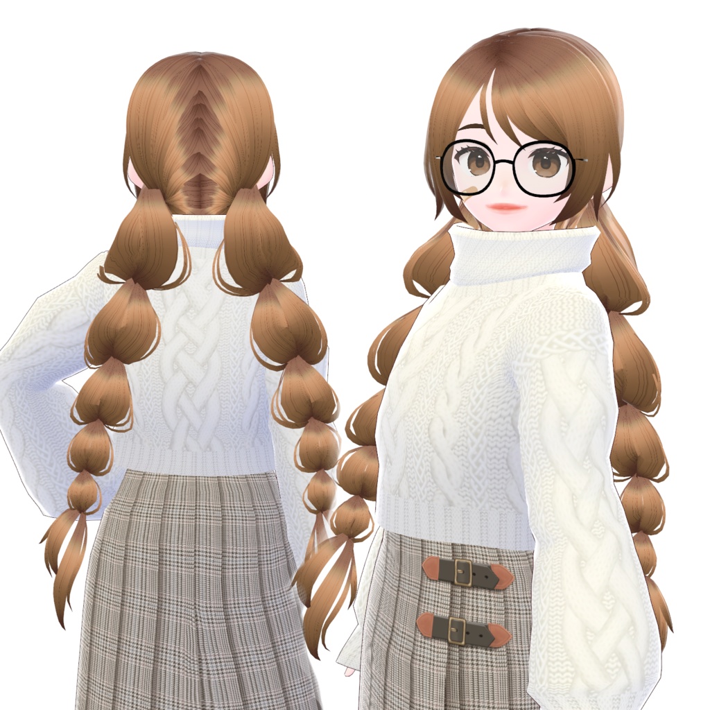 【VRoid】正式版・β版 Hair Preset - Official / Stable and Beta Version - Twin Long Braids Down
