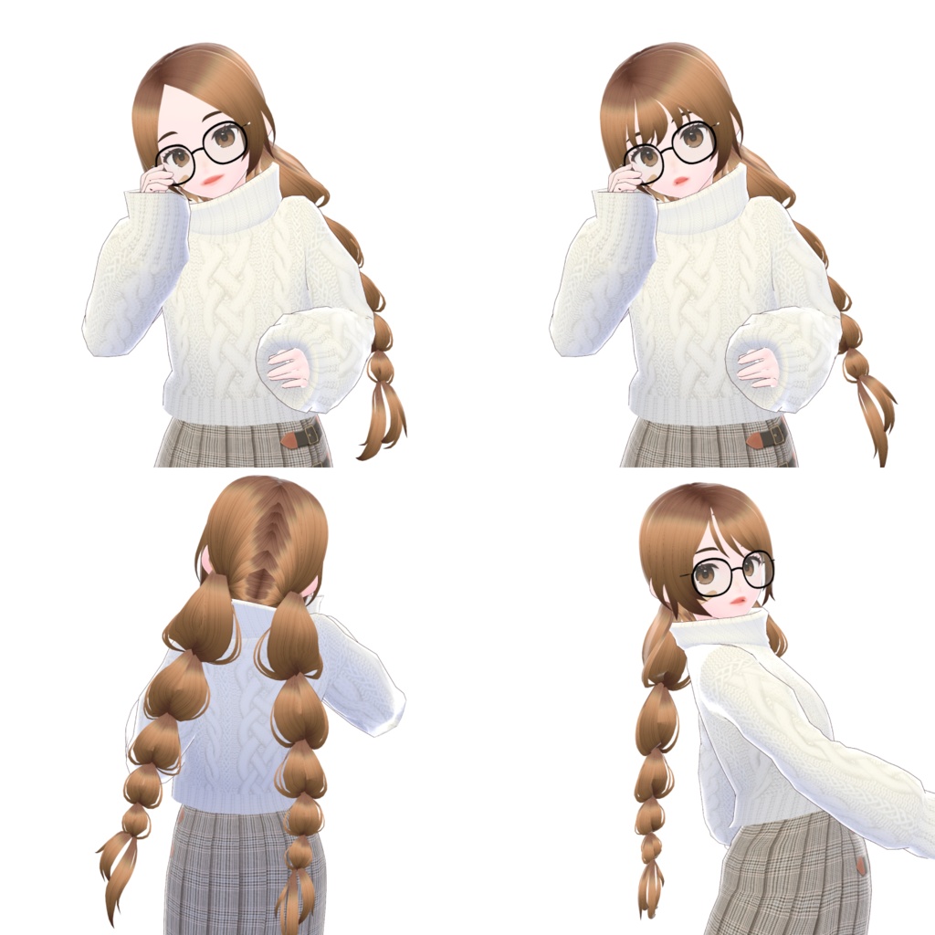 【VRoid】正式版・β版 Hair Preset - Official / Stable and Beta Version - Twin Long Braids Down