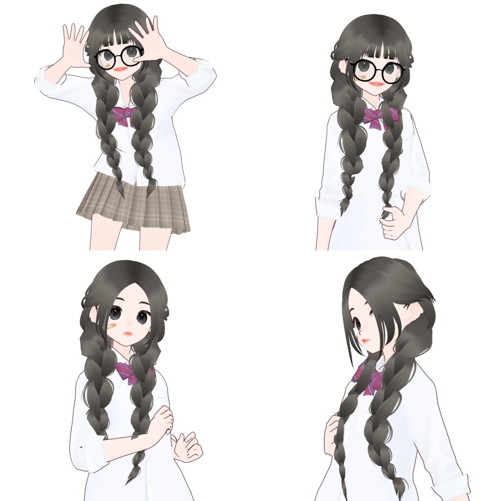 【VRoid】正式版・β版 Hair Preset -  Official / Stable and Beta Version - Long Twintail Front Braids - ツインテールロング三つ編み
