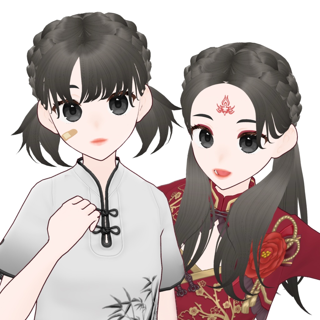 【VRoid】正式版・β版 Hair Preset - Official / Stable and Beta Version - Fullset Long Pigtails Braids - ツインテールロング三つ編み