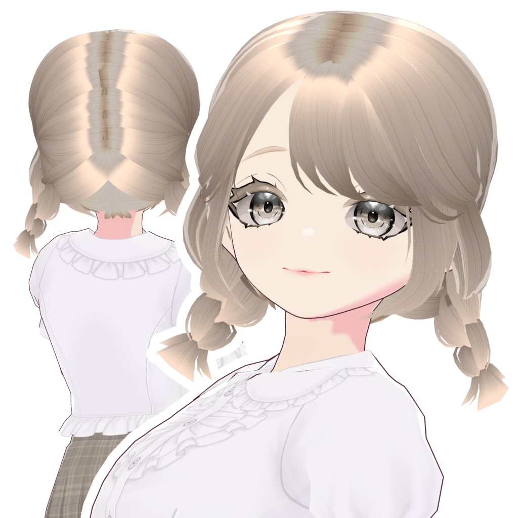 【 VRoid 】 Hair Preset - Short Twin Braids || VRoidヘアプリセット - ショートツインブレイド