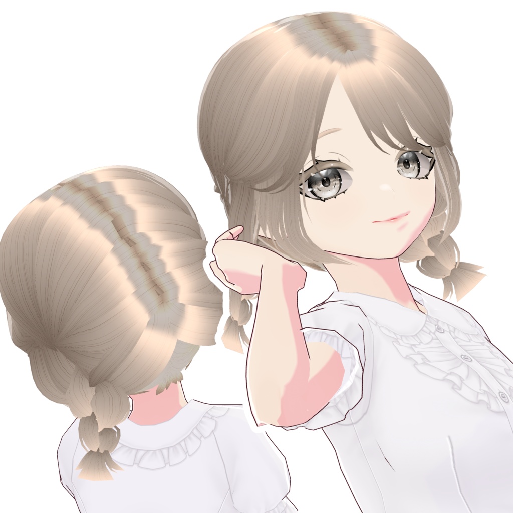 【 VRoid 】 Hair Preset - Short Twin Braids || VRoidヘアプリセット - ショートツインブレイド