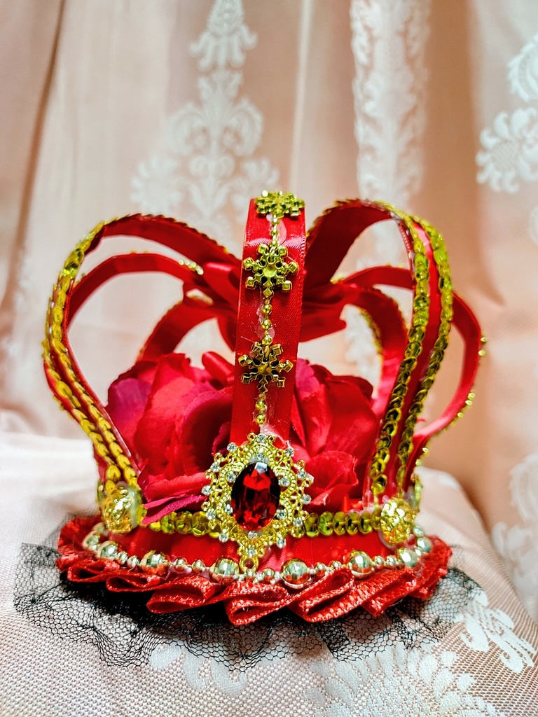 赤薔薇の女王クラウン型ヘッドドレス♡ゴールド装飾王冠♡