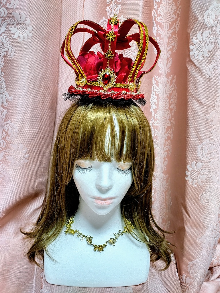 赤薔薇の女王クラウン型ヘッドドレス♡ゴールド装飾王冠♡