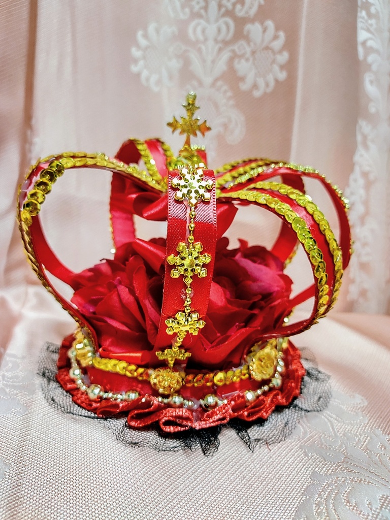 赤薔薇の女王クラウン型ヘッドドレス♡ゴールド装飾王冠♡