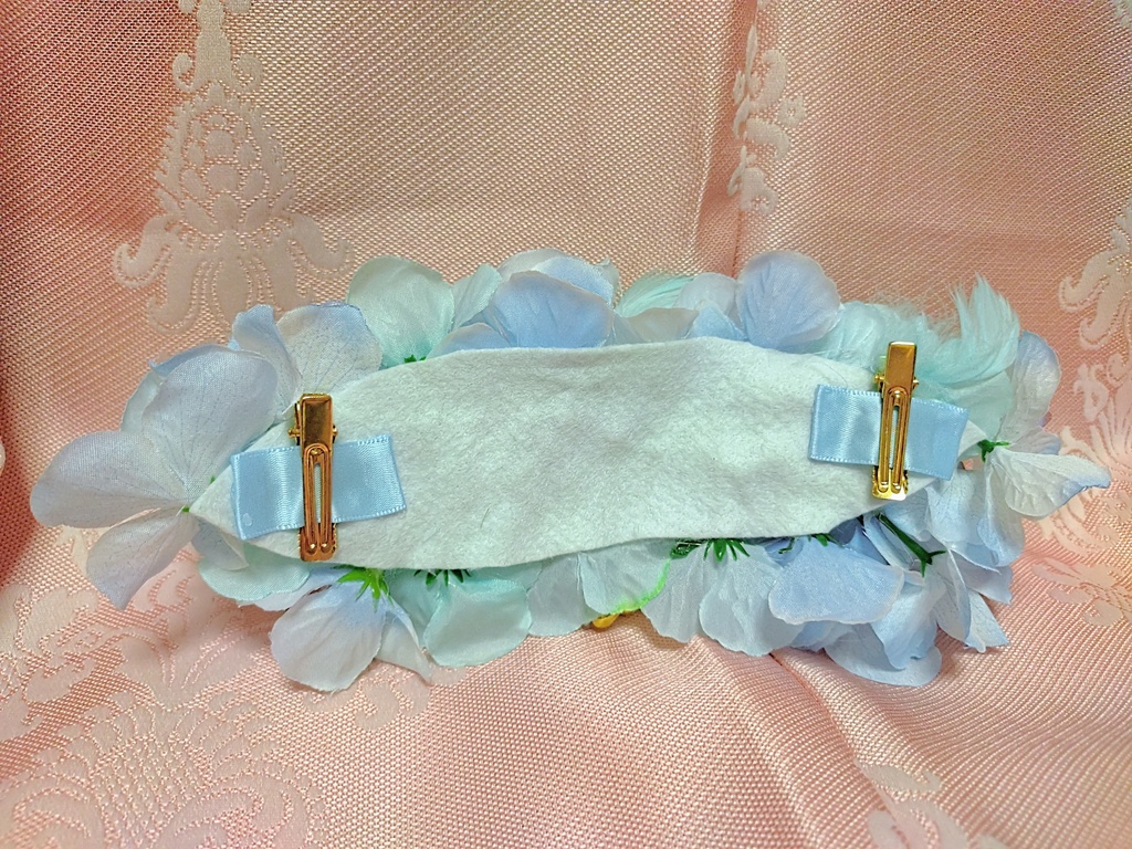 淡い水色の紫陽花姫ヘッドドレス&妖精の髪飾りの2点セット