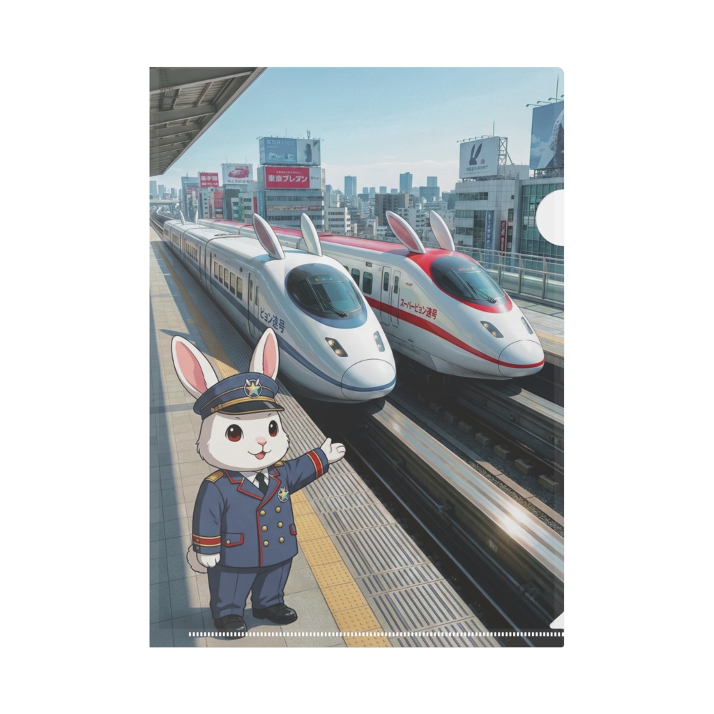 クリアファイル ぴょん速くんとぴょん速号（集合／構内）