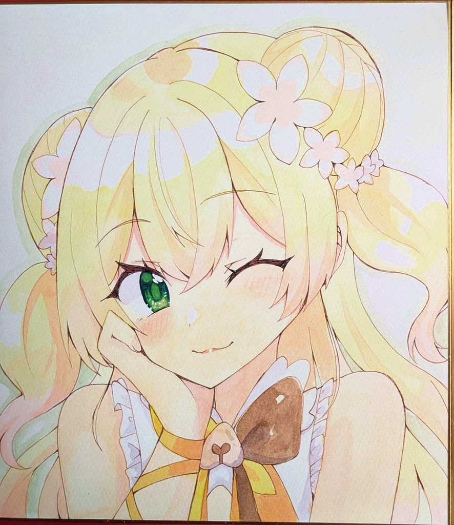 【ホロクル10th】手描き色紙【桃鈴ねね】