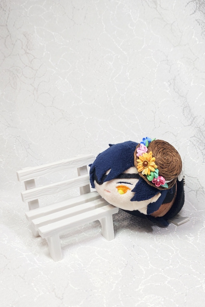 【つまみ細工】麦わら風帽子 こげ茶